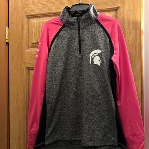 Michigan State University Spartan Women's Pink and Gray Quarter-Zip Shirt XL